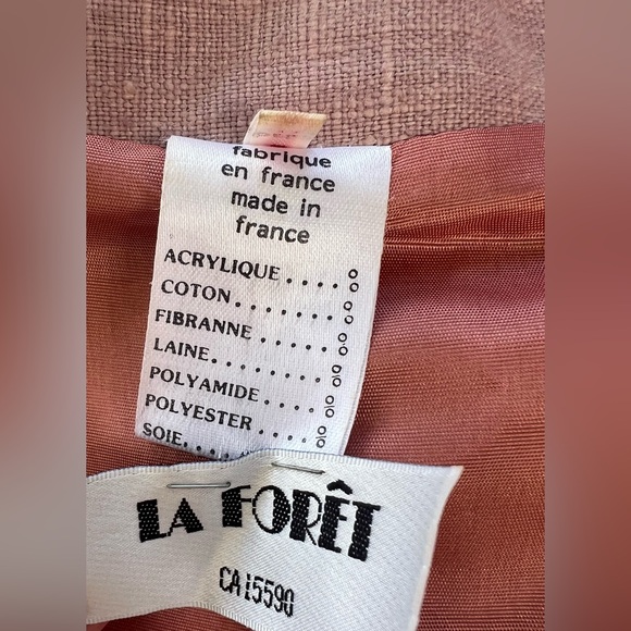 Vintage glam blazer jacket dusty rose linen faux suede floral beads Med La Foret - Picture 13 of 14